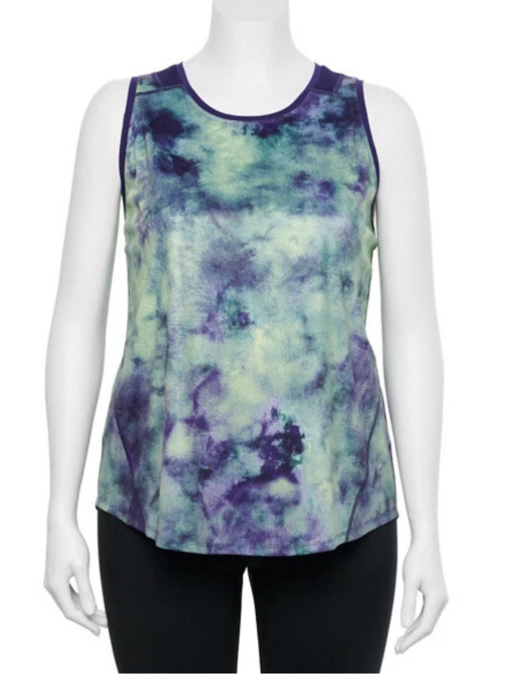 tek gear Green & Purple Tie-Dye Racerback Tank 2X, 3X, 4X NEW Wicking stretchy